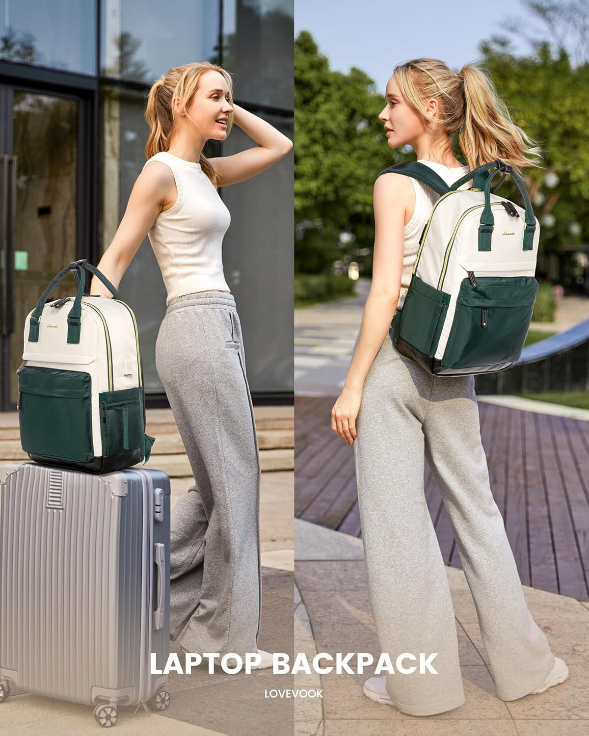 LOVEVOOK Travel Laptop Backpack Women, 15.6 Inch Anti-theft Laptop Bag with USB Port, Fashion Waterproof Computer Backpacks Teacher Nurse Backpack Purse for College School Work