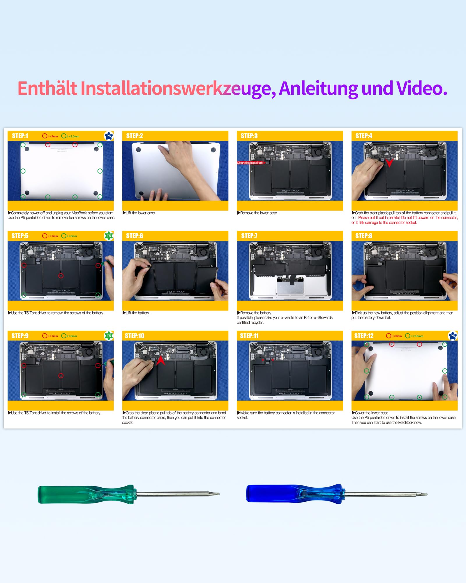 ASMARK MacBook Air A1466 Akku für 13-Zoll A1369(2010,2011) A1466(2017,2015,2014,2013,2012) Batterie A1377/A1405/A1496 Laptop Battery
