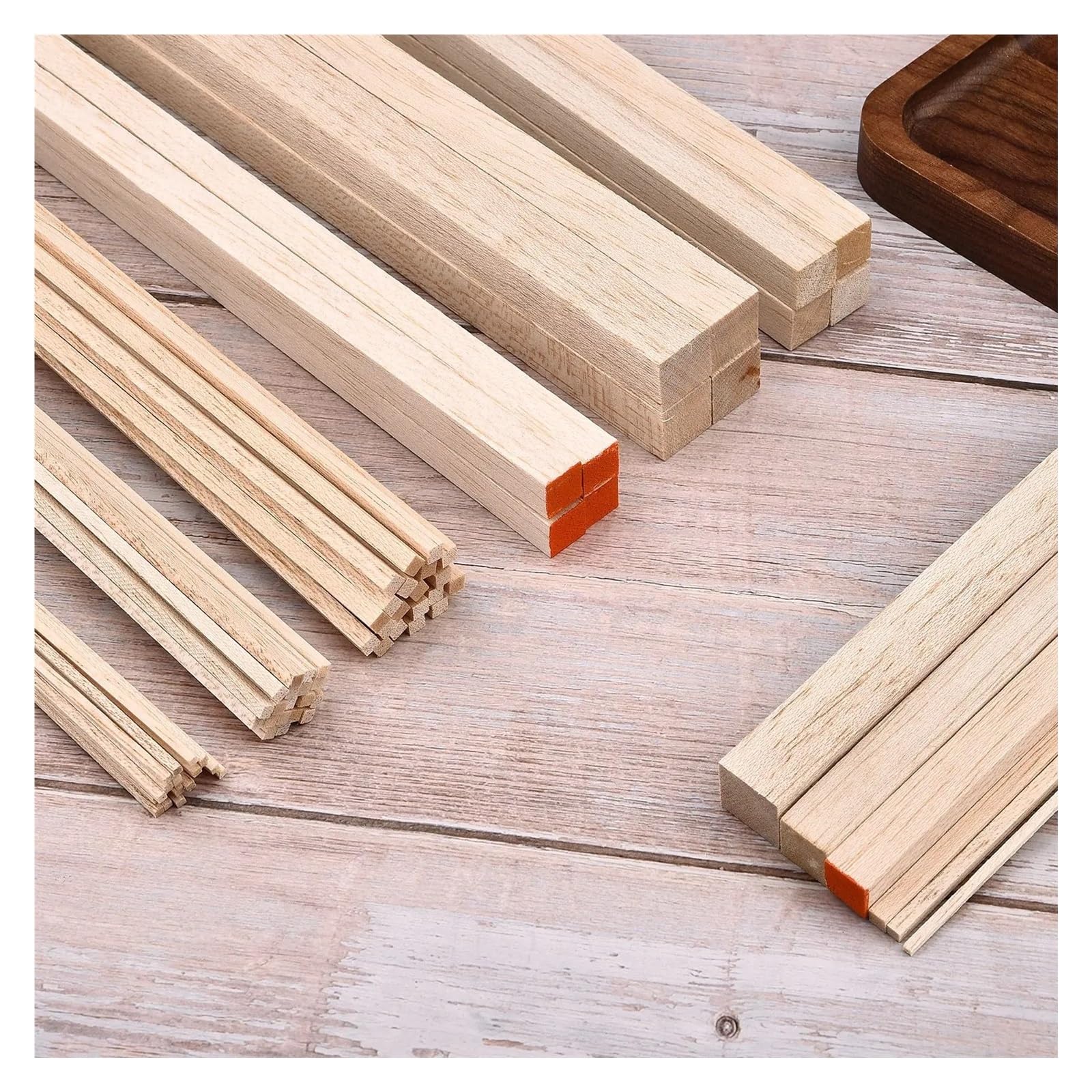 Bâtonnets en bois pour loisirs créatifs Chevilles carrées en bois 2-15 mm x 300-500, plusieurs tailles disponibles(500x15x15 2pcs)