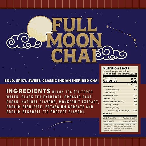 Miniatura 3 de Maya Tea Full Moon Chai Concentrado Original Classic Indian Inspired Azúcar de caña orgánico sabores naturales 64 onzas con bomba blanca