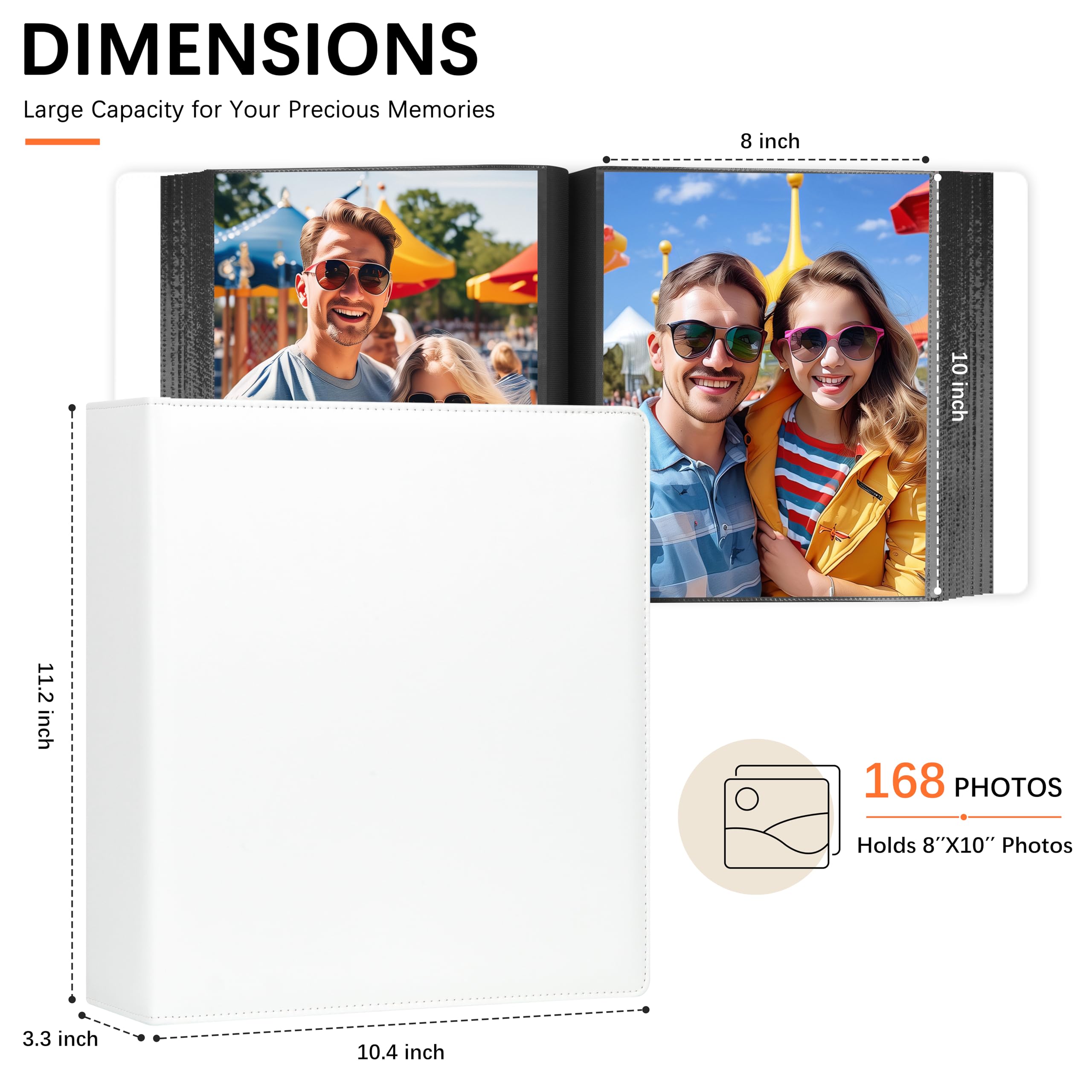 Album fotografico 20 x 25 cm, 152 tasche, per foto da 20 x 25 cm, grande capacità, copertina in pelle, album fotografico per matrimoni, per foto da 20 x 25 cm, album fotografico con pagine interne