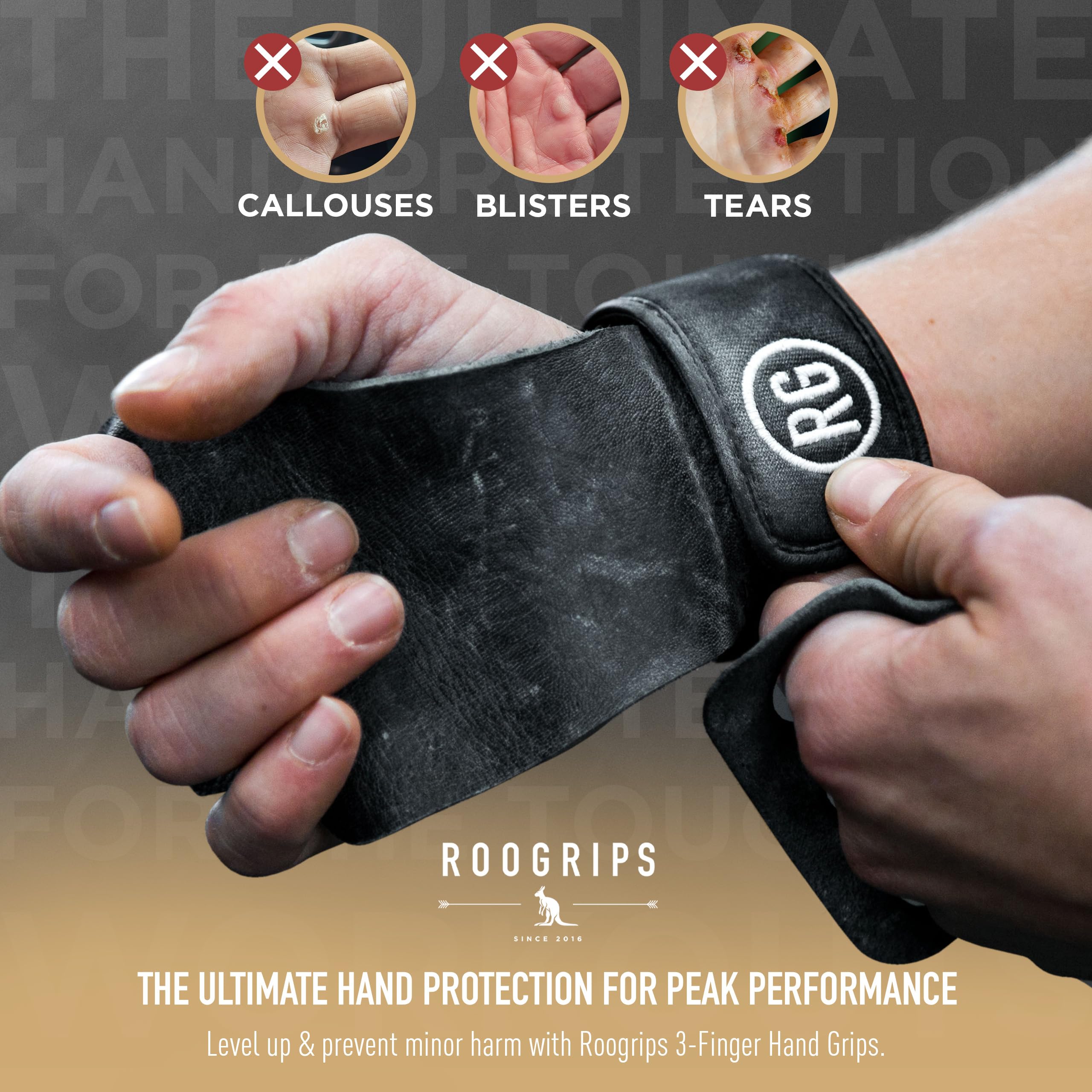 Snapklik.com : RooGrips 3 Finger Premium Leather Hand Grips For ...