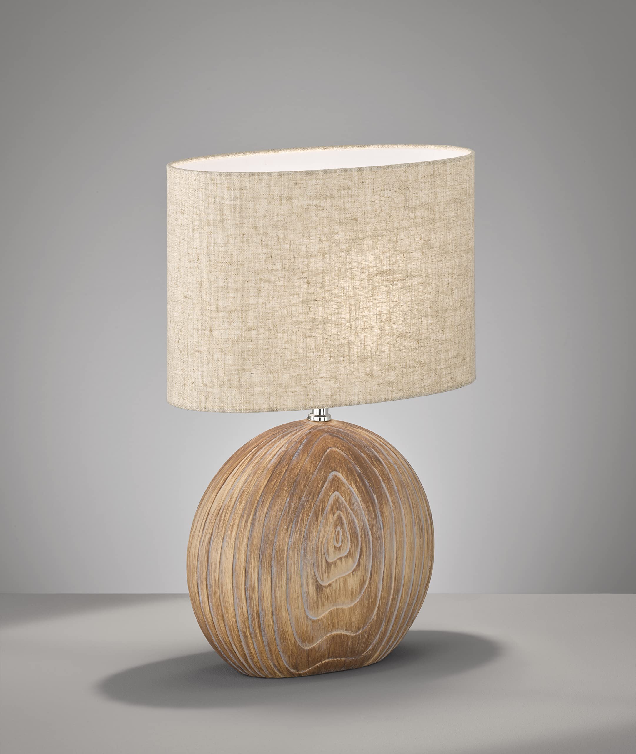 Fischer & Honsel|Tischleuchte, Tobse|holzfarben|Stoffschirm-leinen sandfarben|L: 34,00 cm, B: 17,00 cm, H: 53,00 cm|mit Schnurschalter|1x E27 max. 40,0 Watt|50608