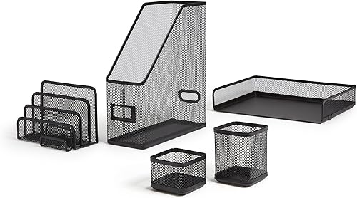 Miniatura 2 de Tru Red Tr57540-Cc - Juego de 5 organizadores de malla de alambre, color negro mate