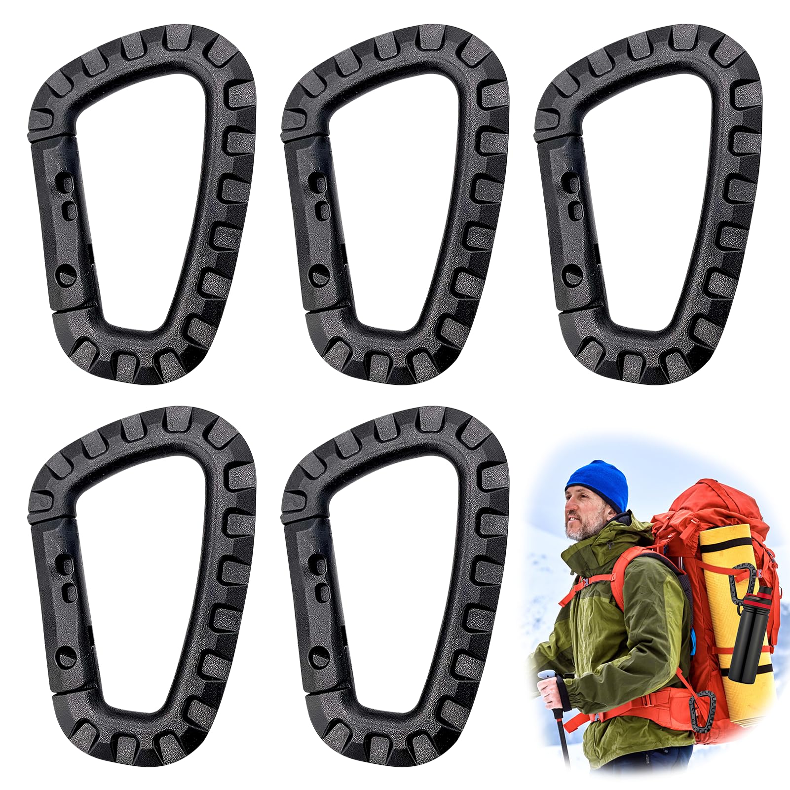 Moschettone Plastica Set Di 5 Moschettoni In Plastica U2013 Moschettone Tattico Nero Con Moschettone Salewa