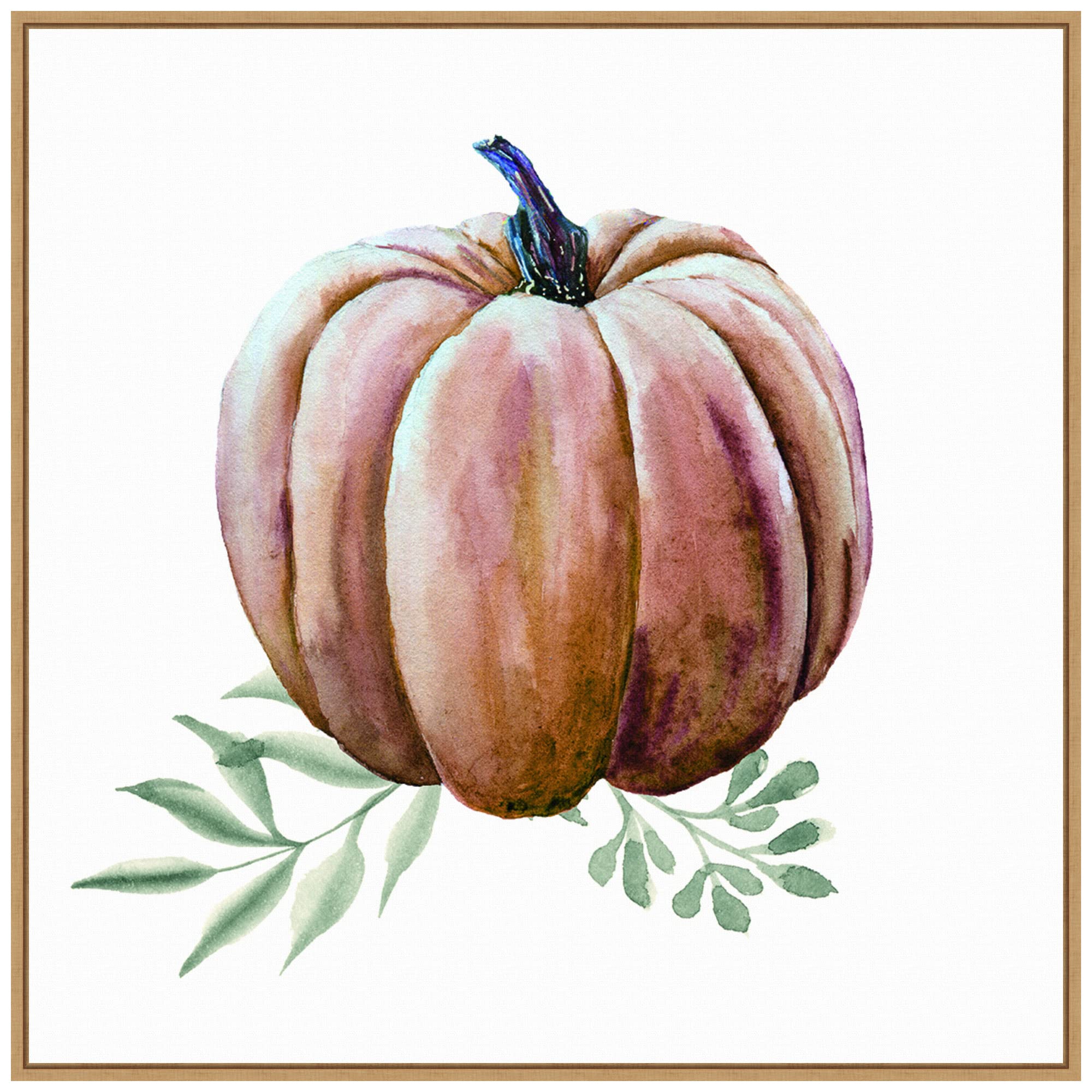 Amanti Art Framed Canvas Wall Art 30x30 Pumpkin Watercolor Portfolio, Framed Wall Art Canvas, Still Life Artwork, Modern Decor, Large Poster Painting for Living Room, Bedroom, Bathroom,
