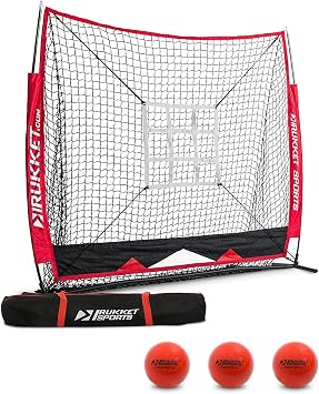 Rukket Sports Baseball & Softball Net Bundle with Weighted Baseballs & Strike Zone Target, Practice Hitting, Pitching, Batting and Catching, Training Backstop