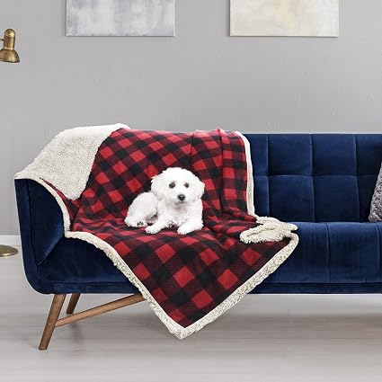 Waterproof Dog Blanket,Premium Pet Puppy Cat Soft Fleece Sherpa Throws Blanket Cushion Mat for Car Seat Furniture Protector Cover Small 50