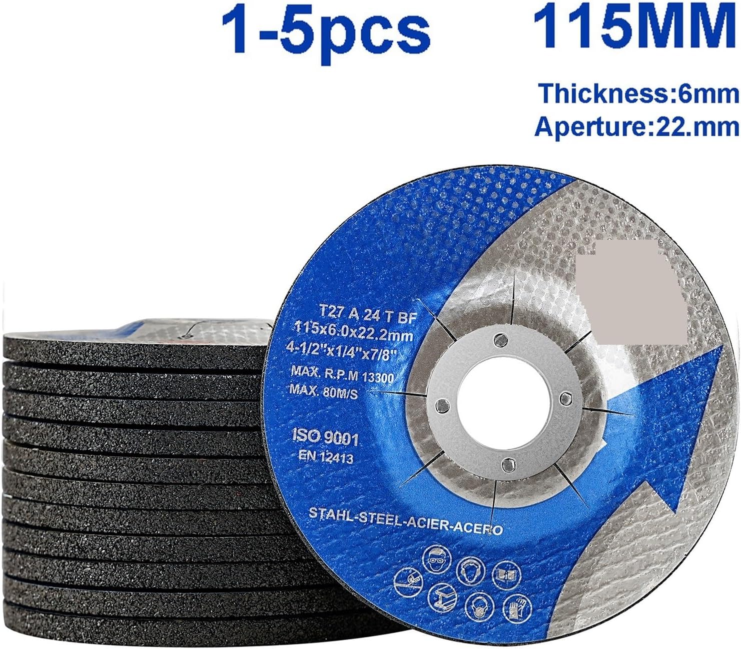 CAARLA Grinding Wheel Angle Grinder Polishing 115mm Grinding Wheel 4.5 Inch Cutting Disc Angle Grinder Grinding Disc for Metal Deburring Stainless Steel Grinding 6mm Thicknes(5pcs)