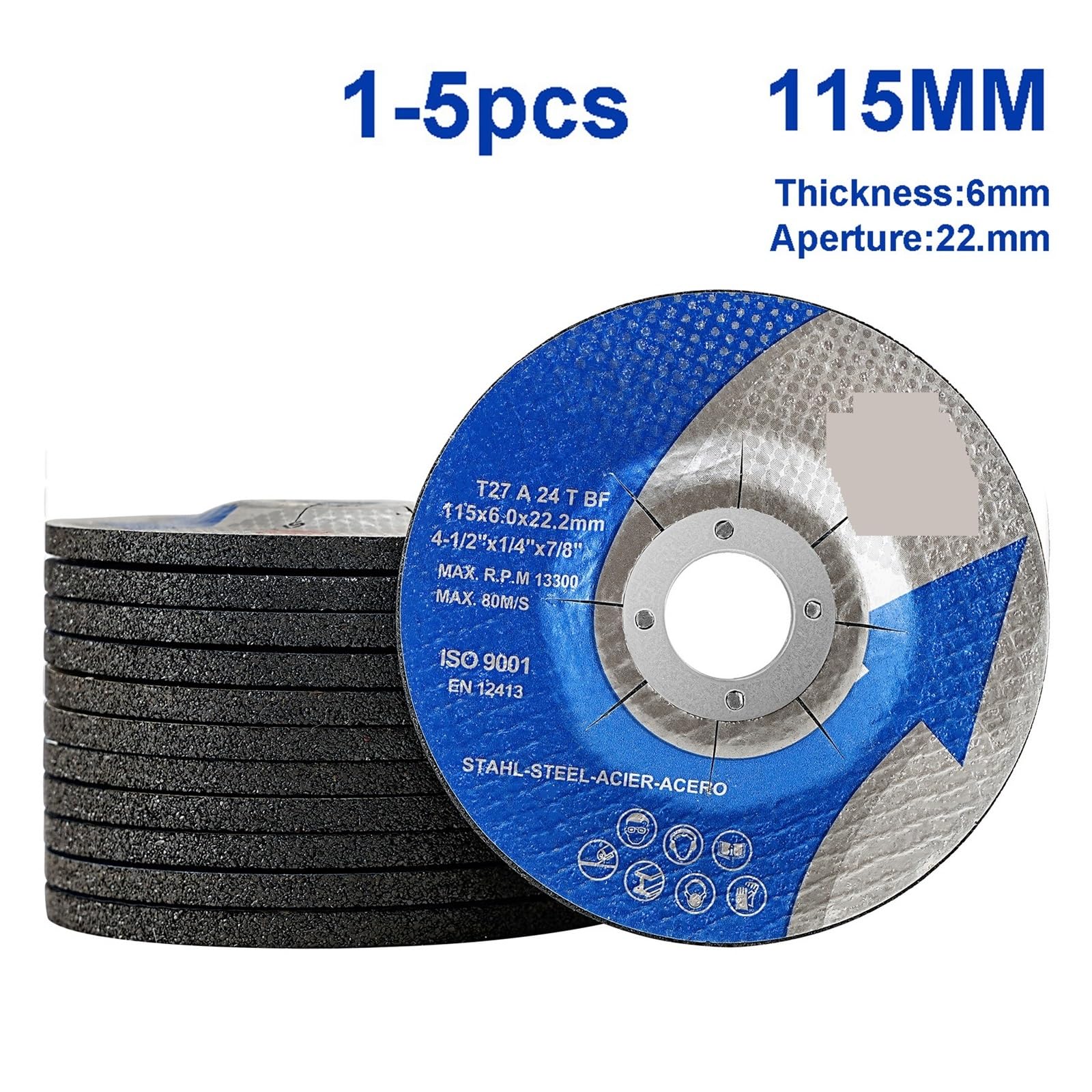 Tarcza szlifierska, szlifierka kątowa, polerowanie, 115 mm, tarcza szlifierska 115 mm, tarcza tnąca, szlifierka kątowa, tarcza szlifierska do metalu, szlifowanie ze stali nierdzewnej, 6 mm