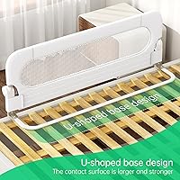 Vista 4 de Riel de cama plegable para niños pequeños, barandilla de seguridad para cama de bebé, riel de cama para niños con sistema de seguridad de anclaje