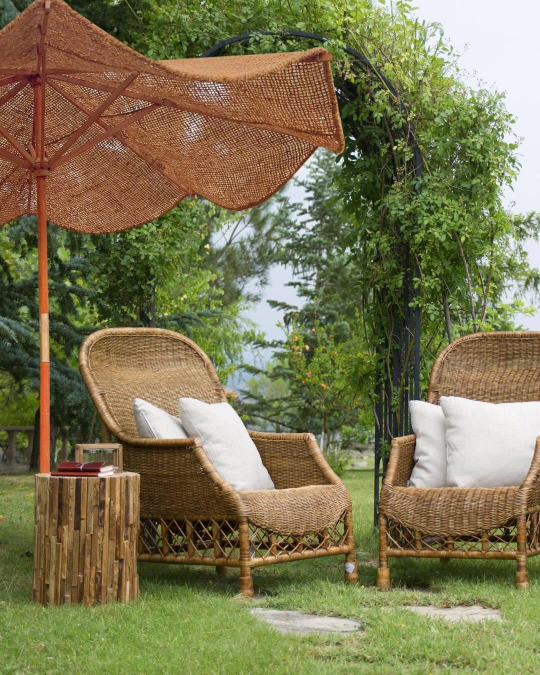 Tissu de rechange pour parasol de 300 cm, 100 % fibre de coco, pour 8 baleines, naturel et durable