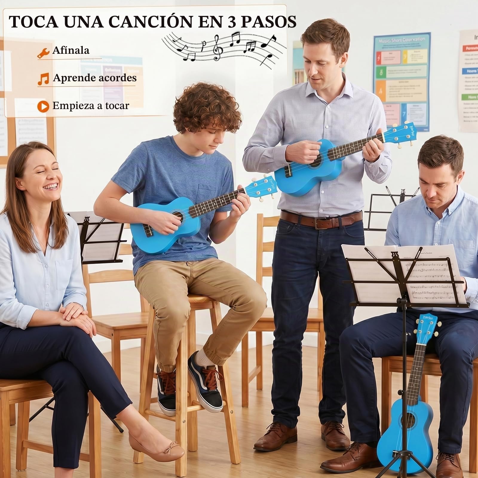 Ukelele Soprano, Principiantes Ukulele Kit 21 Pulgadas, Hawaiano Uqueleles con Bolsa, Afinador, Correa, Todo en un solo juego