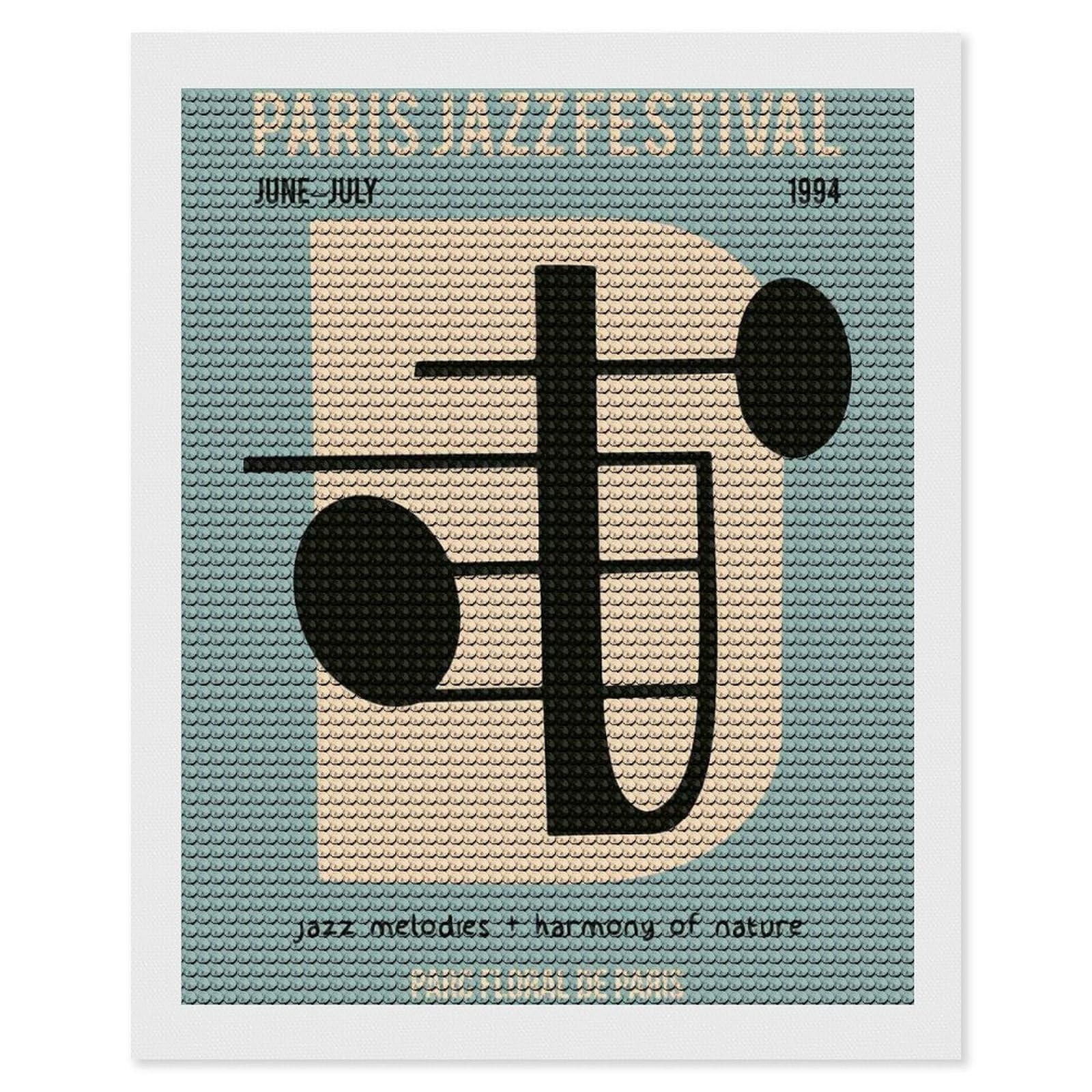 Junmoney Paris Jazz Music Festival Diamond Art Kit 16"x20", for Beginners, Vintage Style Decor, Good for Quiet Evenings, Festive Craft Gift