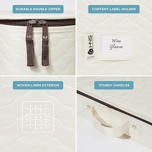 Miniatura 10 de Contenedores de almacenamiento de porcelana de carcasa dura, juego de 5 piezas, cajas móviles para vajillas, vasos, platos, tazas y platillos,