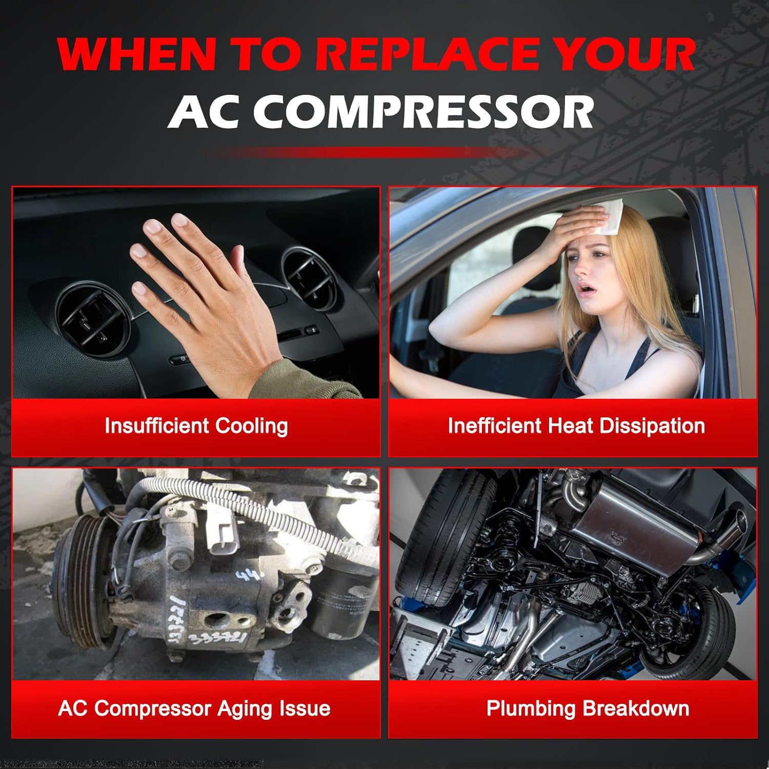 AC Compressor with Clutch for Expedition F-150 2007-2014, F-250 350 450 Super Duty, F53 & Navigator Mark LT 2007-2008, Air Conditioning Compressor Replace for 68192 9C3Z19703A 6L2Z19703AA