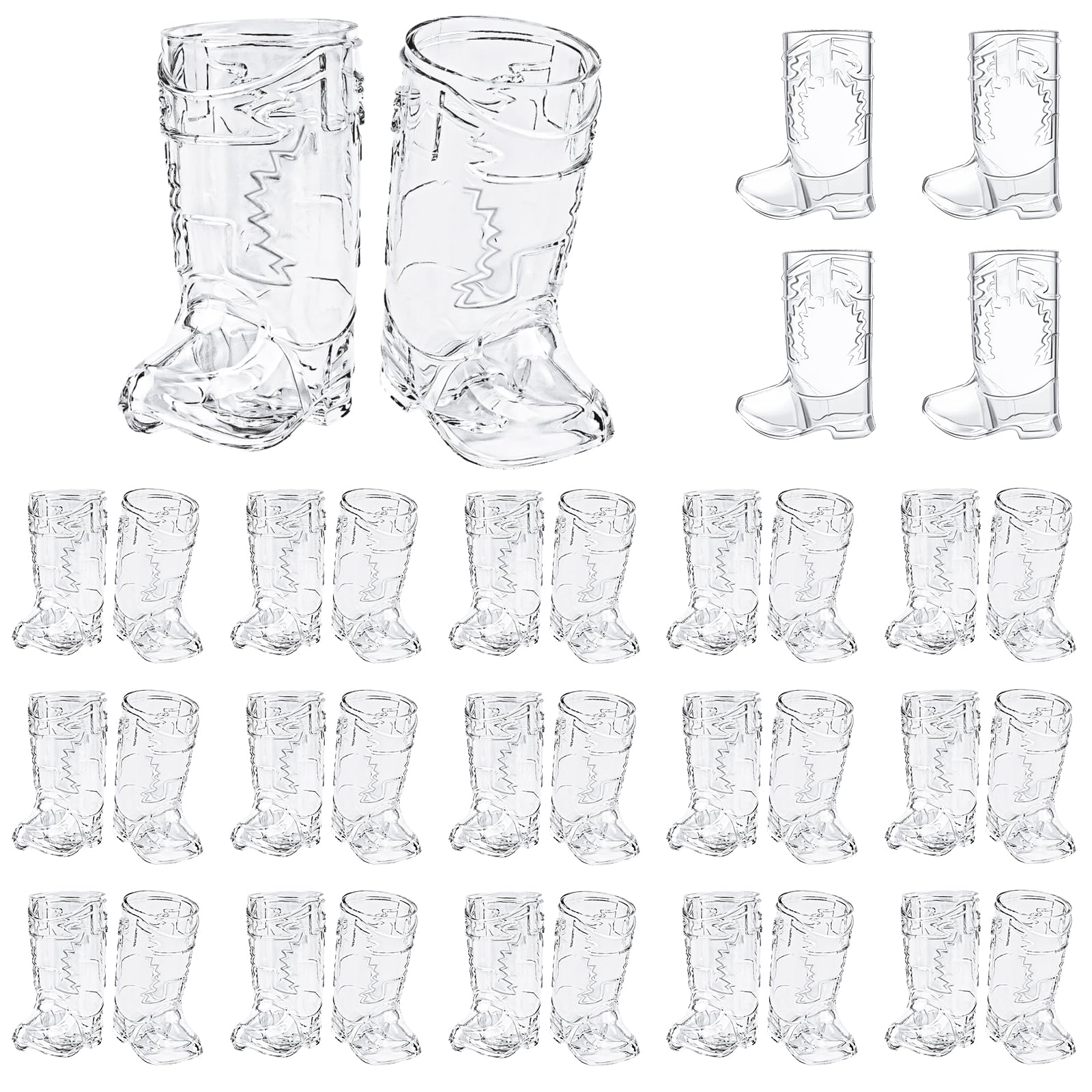 Cowboy Boot Shot Glasses,36 Pcs 1 Oz Mini Plastic Boot Shot Glass, Reusable Plastic Boot Cups for Cowboy Cowgirl Western Theme Party Supplies Bachelorette Birthday Party Favors(Clear)