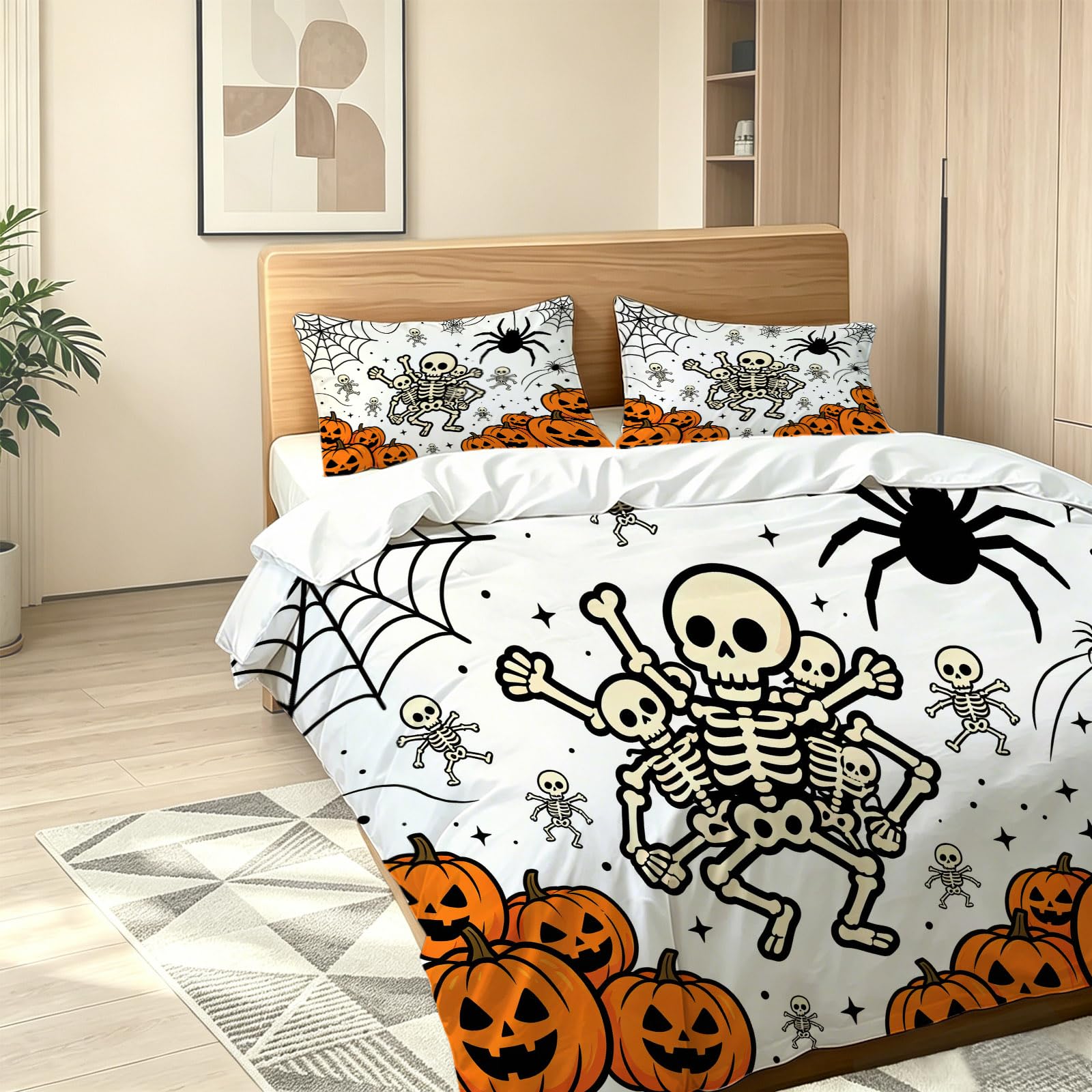 Komplet pościeli 240 x 260 cm poszewka na kołdrę z trupią czaszką Halloween