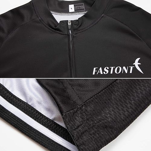 Miniatura 7 de FASTONT Maillot de ciclismo para hombre transpirable con cremallera completa cómoda para montar al aire libre Negro, Rojo