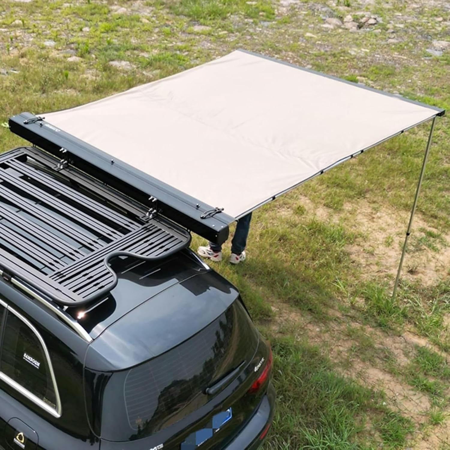 AMNOOL Car Tent Camping, Rainproof Sunshade Car Side Awning, Adjustable Height Outdoor Rooftop Pull Out Tent Shelter, for 4x4 Runner Overlanding SUV, Truck, Camper (Size : 200 * 250CM/6.56 * 8.2ft)