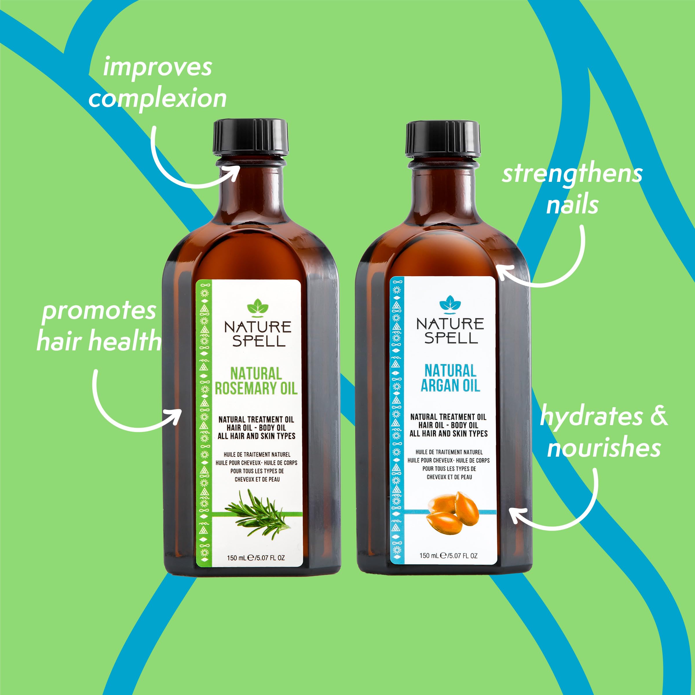 Nature Spell Hair Growth Duo with Rosemary & Argan Oils, Pre-Diluted Oil Set to Strengthen Hair and Nourish the Scalp - Image 2