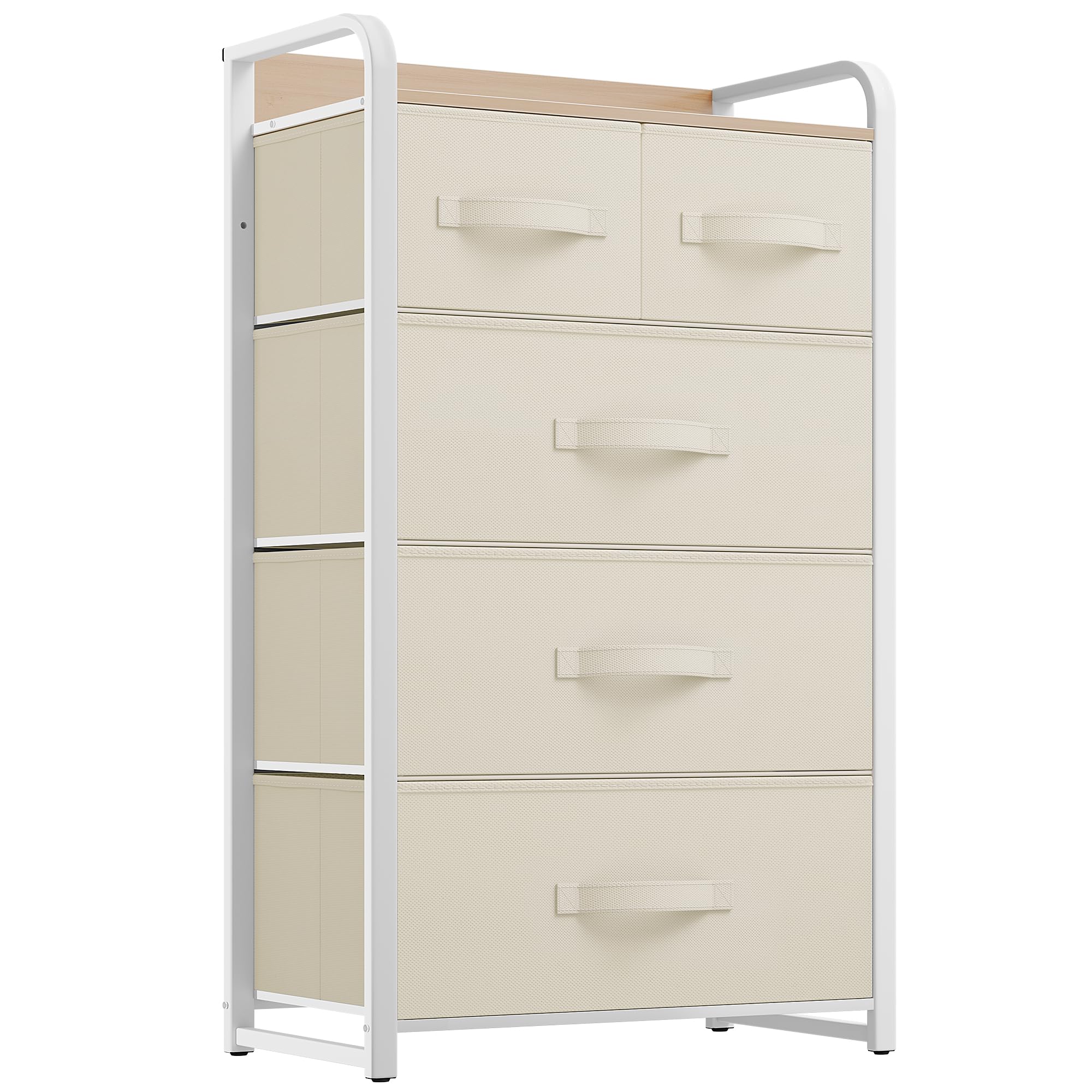 YITAHOMEFabric Dresser with 5 Drawers - Storage Tower with Large Capacity, Organizer Unit for Bedroom, Living Room & Closets - Sturdy Steel Frame, Wooden Top & Easy Pull Fabric Bins