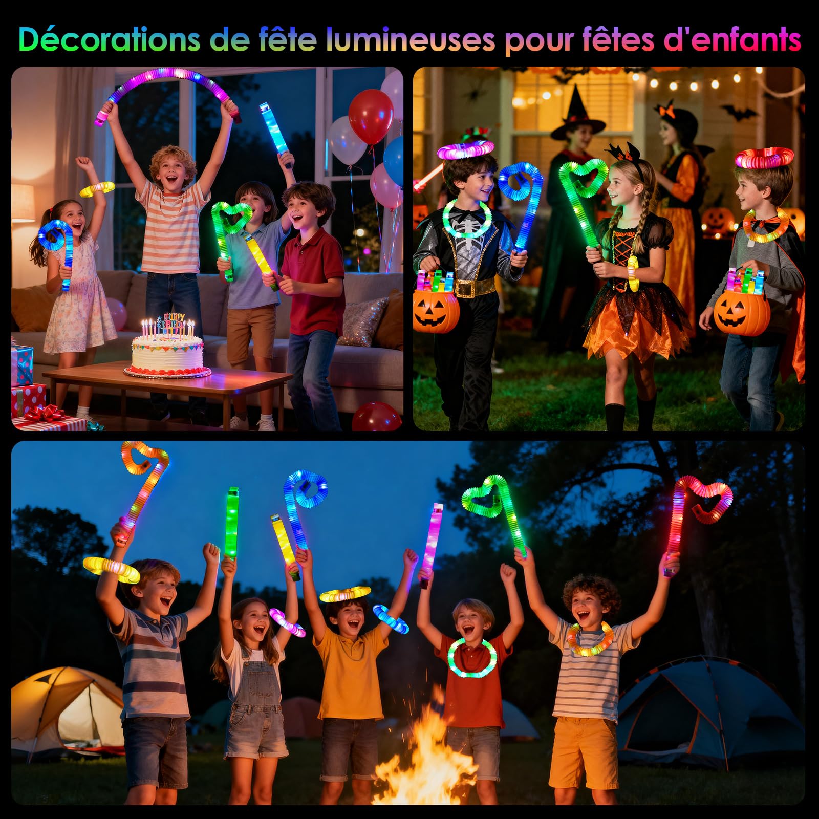 Bracelet Fluorescent Lumineux 114 Pcs,Baton Lumineux LED,Accessoires Fluo,Jouets Lumineux Party Favors,Bâton Lumineux En Fibre,Décoration De Fête Néon Lueur Pour Halloween,Noël,Anniversaires,Mariage