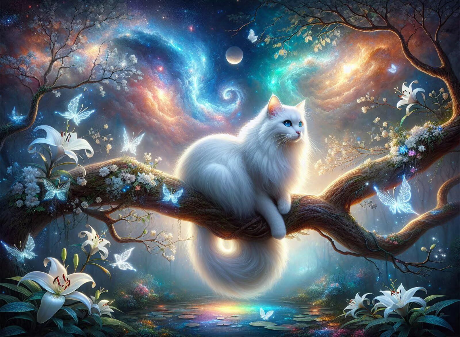 Rompecabezas para Adultos,Gato de Paisaje de fantasía Puzzle de 2000 Piezas,Un Divertido y Desafiante para Decorar Toda la Familia para Aficionados a los Puzzles Adultos