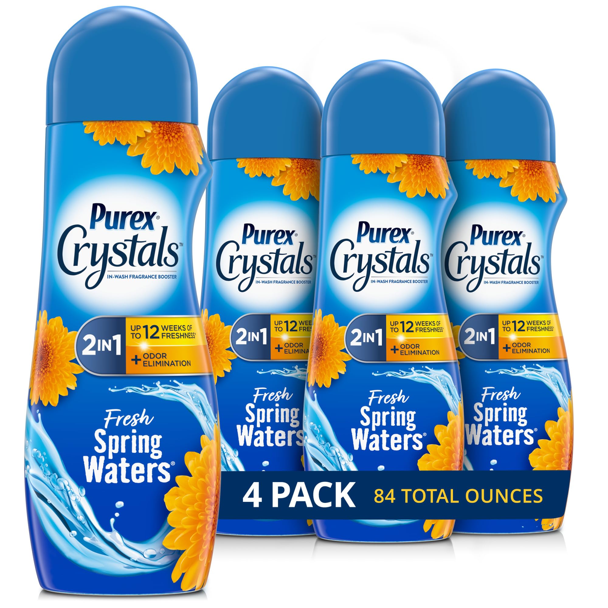 PurexCrystals In-Wash Fragrance and Scent Booster, Fresh Spring Waters, 21 Ounce (Pack of 4)