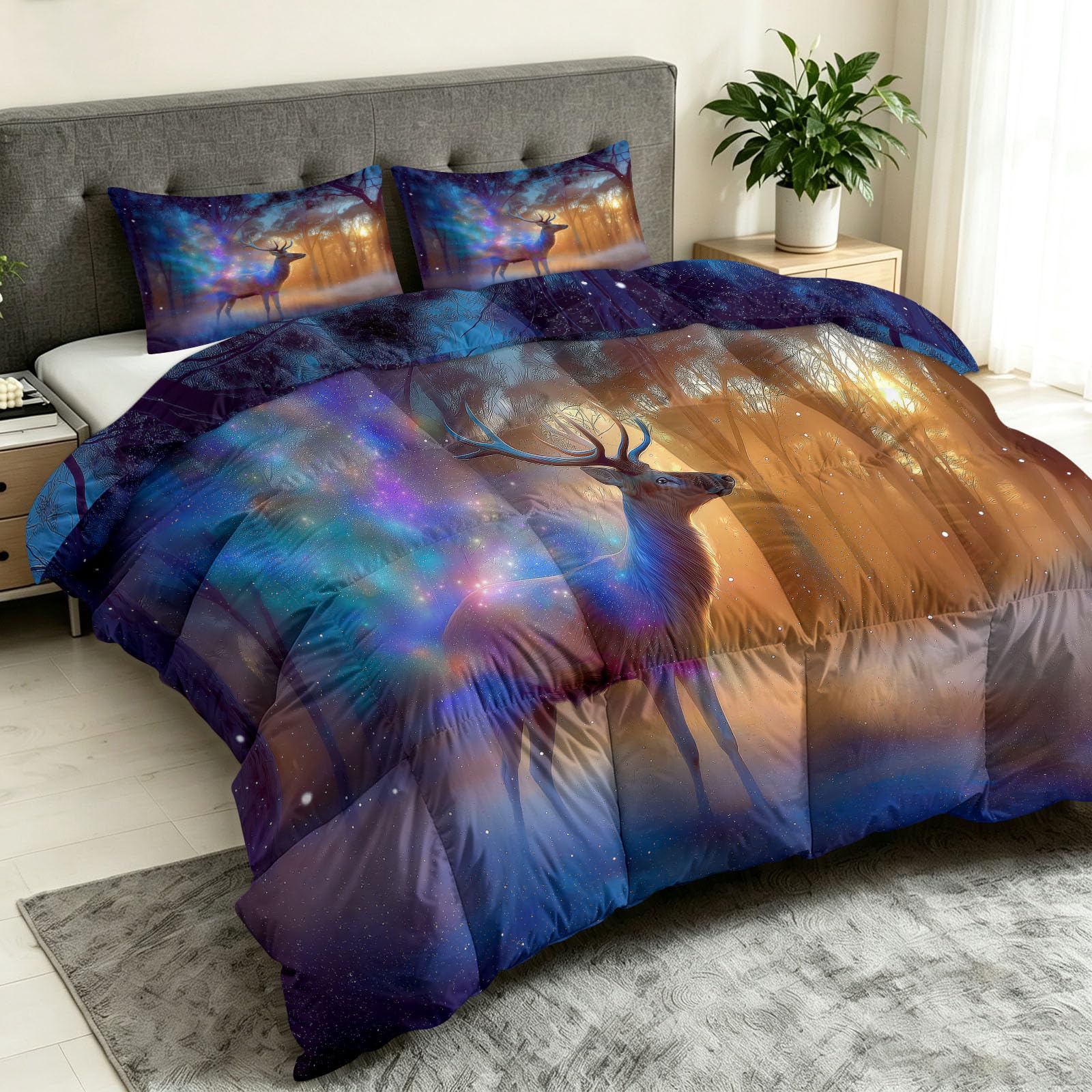 Kołdra na 4 pory roku, 135 x 200 cm, bajeczna kołdra pikowana, nadaje się do prania, miękka, utrzymująca ciepło, całoroczna kołdra z 2 poszewkami na poduszkę