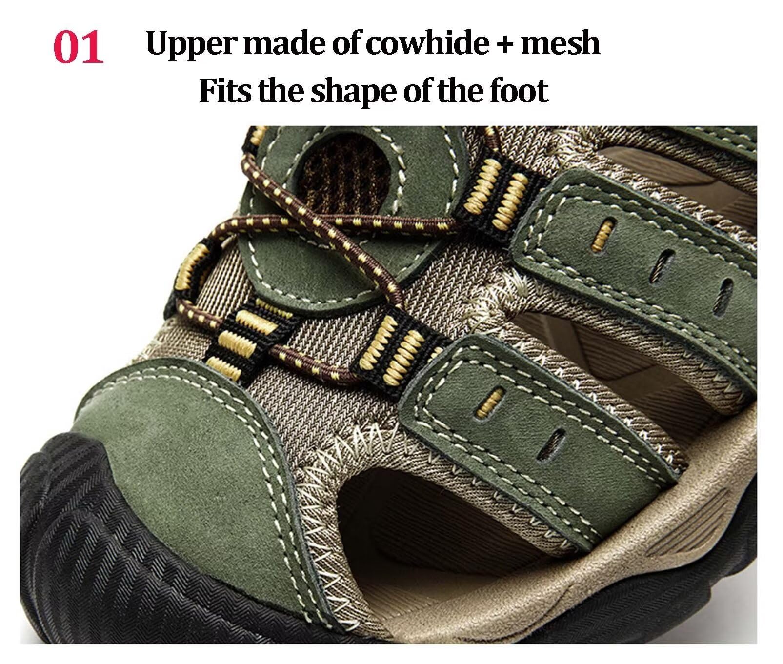 Rivccku Sandali Estivi Uomo Esterni PelleTraspirante Sandali Sportivi Scarpe da Trekking Passeggiata Fisherman Casual Sneakers Antiscivolo