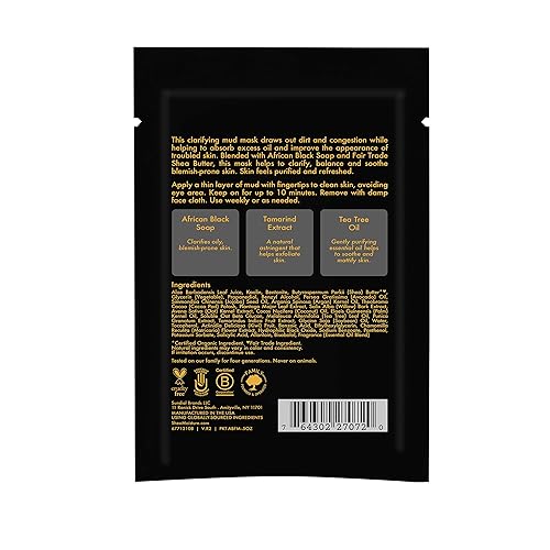 Miniatura 3 de SheaMoisture Paquete de máscara de barro para piel grasa y propensa a manchas, jabón negro africano para aclarar la piel, 0.5 onzas