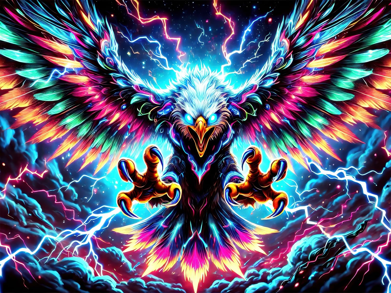 BlissYard Blacklight Tapestry Hawk Black Light Hanging Backdrop Glow in The Dark Poster Eagle Wing UV Tapestry for Bedroom Wall Decoration Living Room