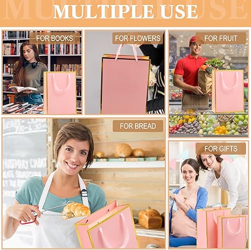 Miniatura 31 de PerKoop Paquete de 40 bolsas de regalo de Navidad de papel kraft con asas, 4 tamaños, envoltura de regalo, bolsas de compras de postres para regalos