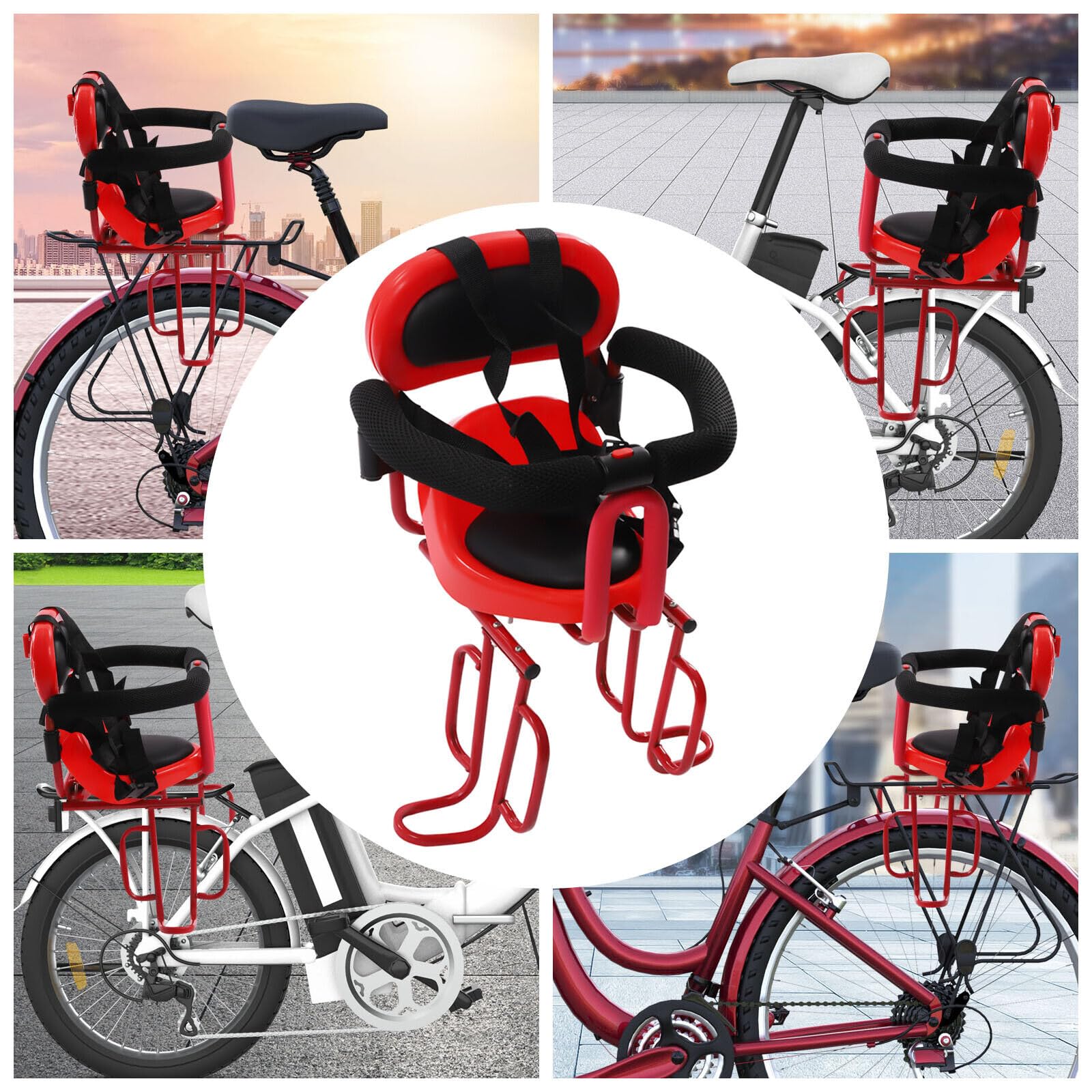 Asiento de bicicleta infantil trasero para 6 meses – 6 años, asiento infantil para bicicletas de montaña, bicicletas de ciudad, bicicletas plegables, asiento infantil