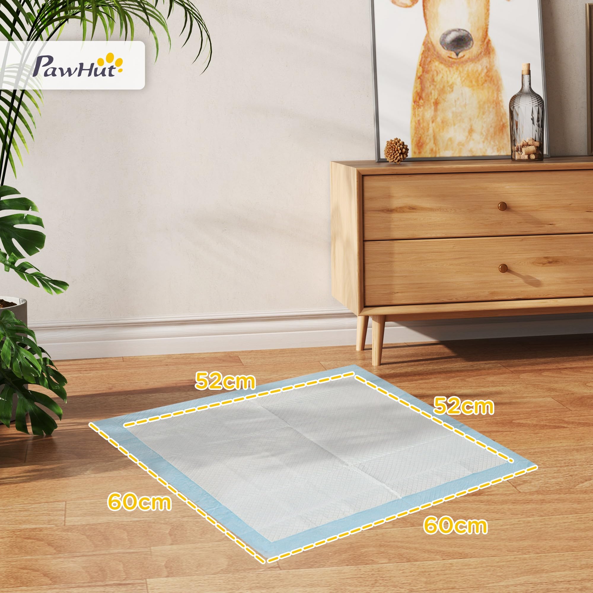 PawHut 80 Stück Trainingsmatten für Hunde, wasserdicht, 6 Schichten mit schnell trocknender Oberfläche, Schutz, 60 x 60 cm