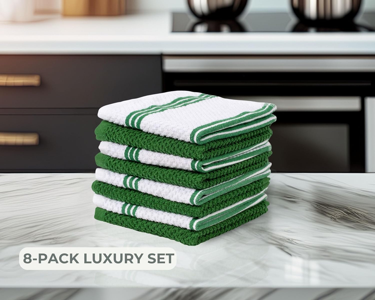 Living Fashions 8 Pack Dish Cloths for Washing Dishes - 100% Cotton Absorbent Dish Towels Size 12" x 12" - Perfect Dish Rags for Washing Dishes - Kitchen Rags and Washcloths for Dishes - Image 2