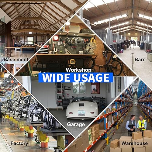 Miniatura 7 de Luz LED ajustable de alta bahía  250 W 30000 lúmenes, 6500 K luz diurna, 8 paneles de aluminio, luz de garaje enchufable con cable de 3 clavijas de