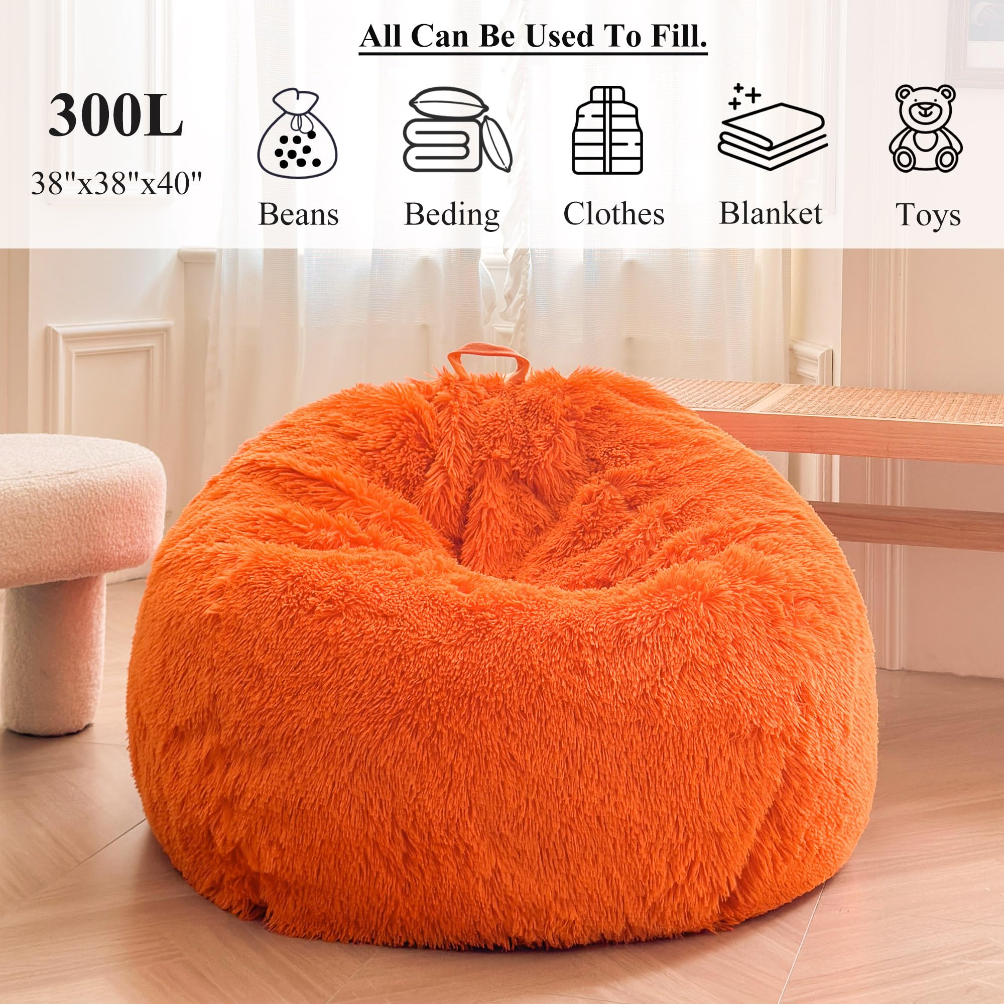 XeGe Faux Fur Comfy Bean Bag Cover(No Filler) - Image 3
