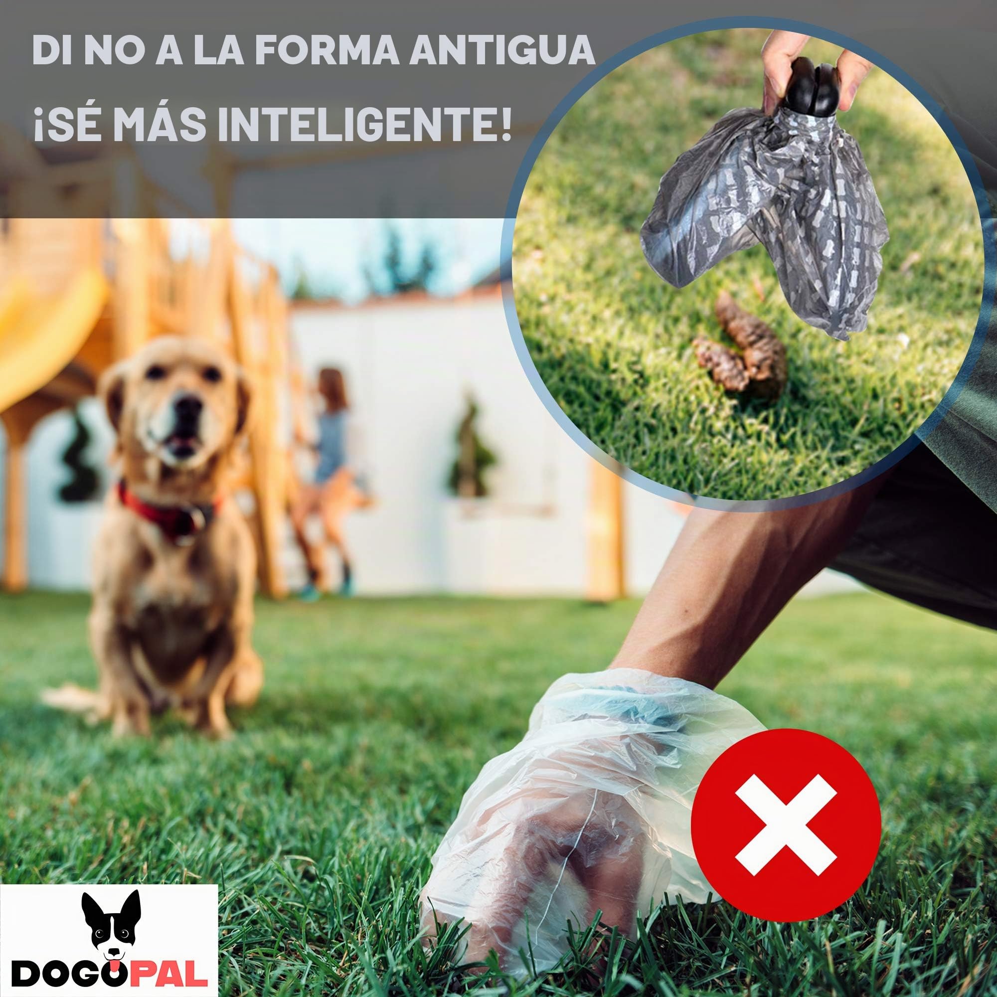 DOGOPAL Recogedor portátil para excrementos – Innovadora Herramienta de Recogida de residuos de Perros sin Contacto para Perros pequeños, medianos y Grandes (Gris, Large)