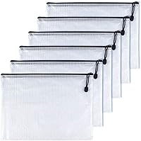 Vista 9 de A5 (9 x 7 pulgadas), bolsa de malla con cremallera para documentos, carpetas de archivos de plástico con cremallera para suministros de oficina