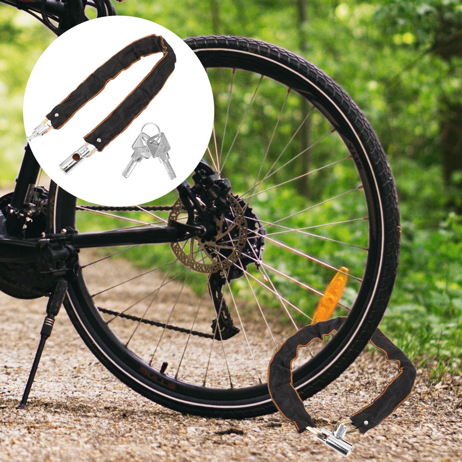 Sosoport antivol vélo antivol de Guidon Cadenas de vélo antivol Robustes serrures Haute sécurité antivol de chaîne de Verrouillage du vélo de chaîne avec clé Chiffon