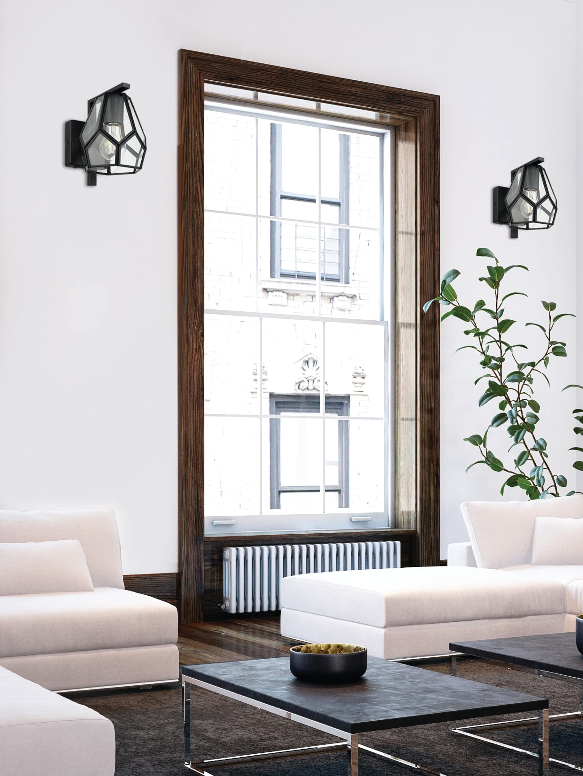 Eglo Indoor wall Light Mardyke, Industrial Style wall lamp Made of Clear Glass and Black Metal - Image 3