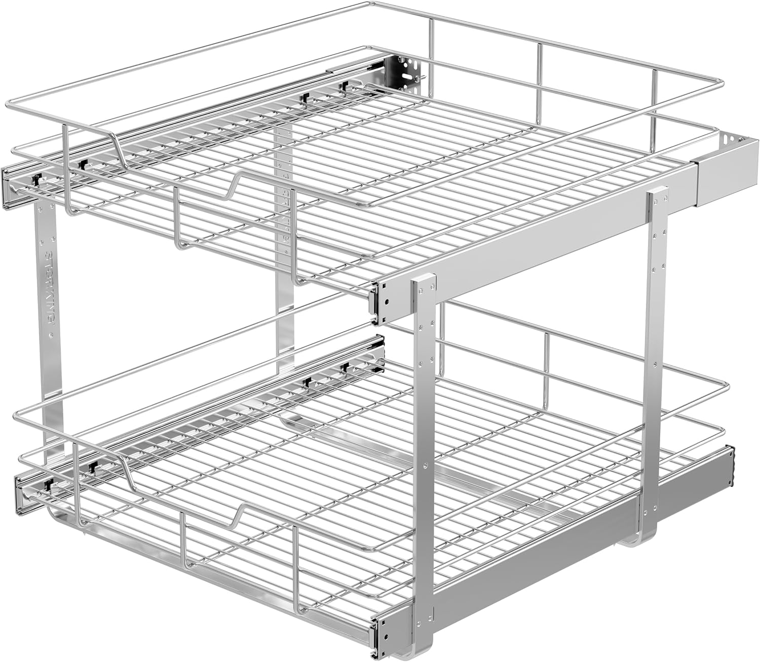 2 Tier Pull Out Cabinet Organizer 20" W X 22" D, Slide Out Drawers For Kitchen Cabinets, Pull Out Drawers For Cabinets Capacity Heavy Duty Caddy, Cabinet Pullout Shelves Chrome-Plated,Bathroom Pantry