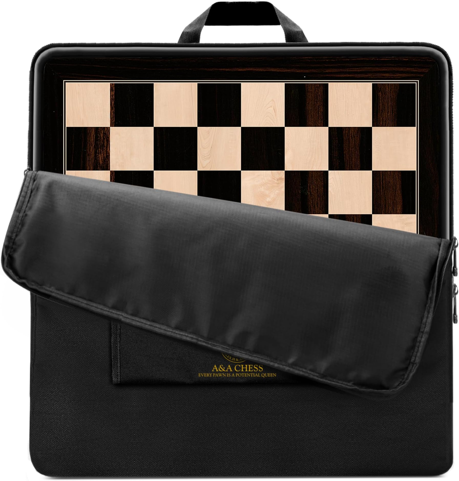 A&A 21.25" Professional Wooden Tournament Chess Board/African Palisander & Maple Inlay / 2.25" Squares w/o Notation