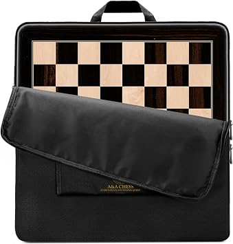 A&A Chess Board - Professional Wooden Chess Board, Tournament Chess Board with Storage Bag Ebony, 21.25"/54cm No Notation