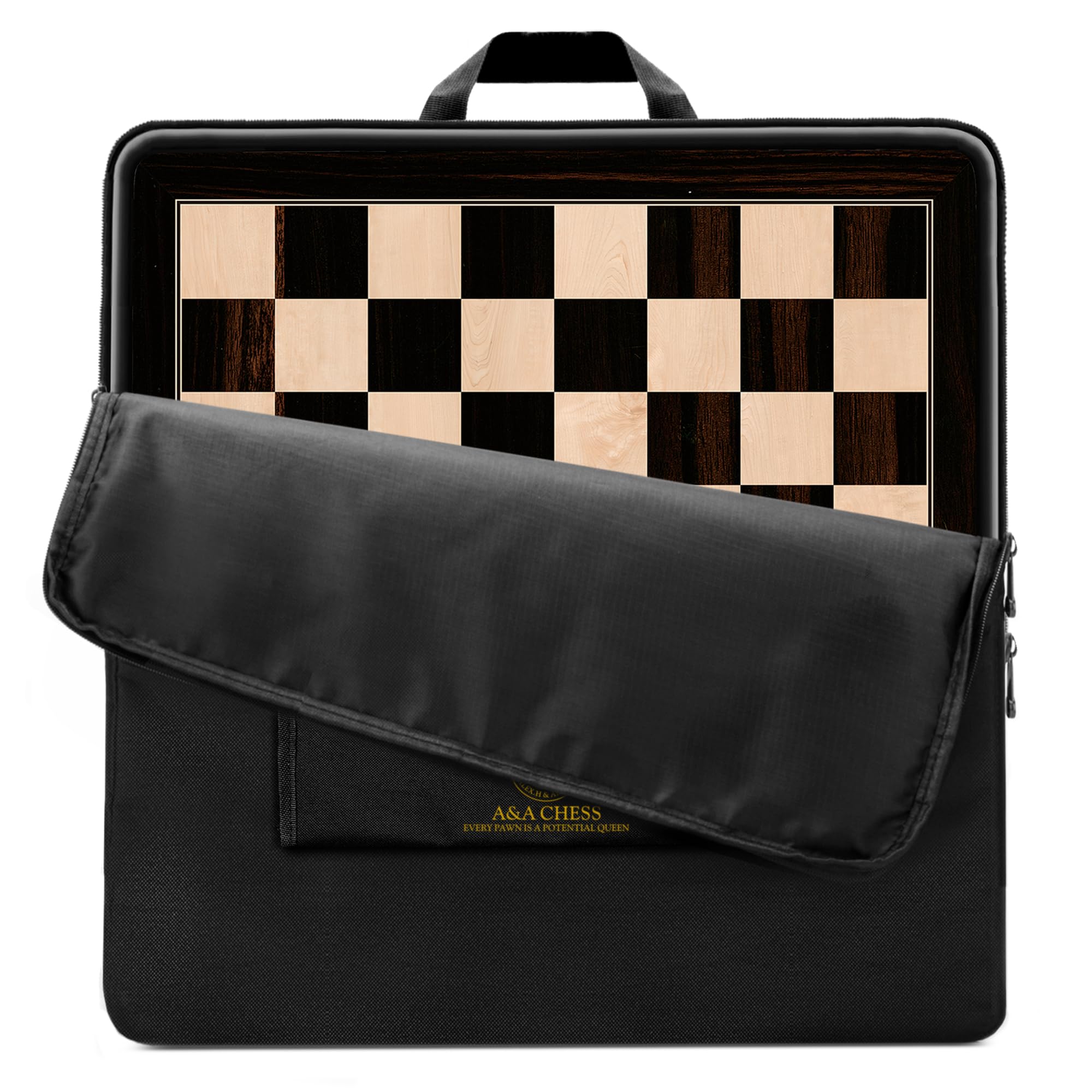A&A 21.25" Professional Wooden Tournament Chess Board/African Palisander & Maple Inlay / 2.25" Squares w/o Notation