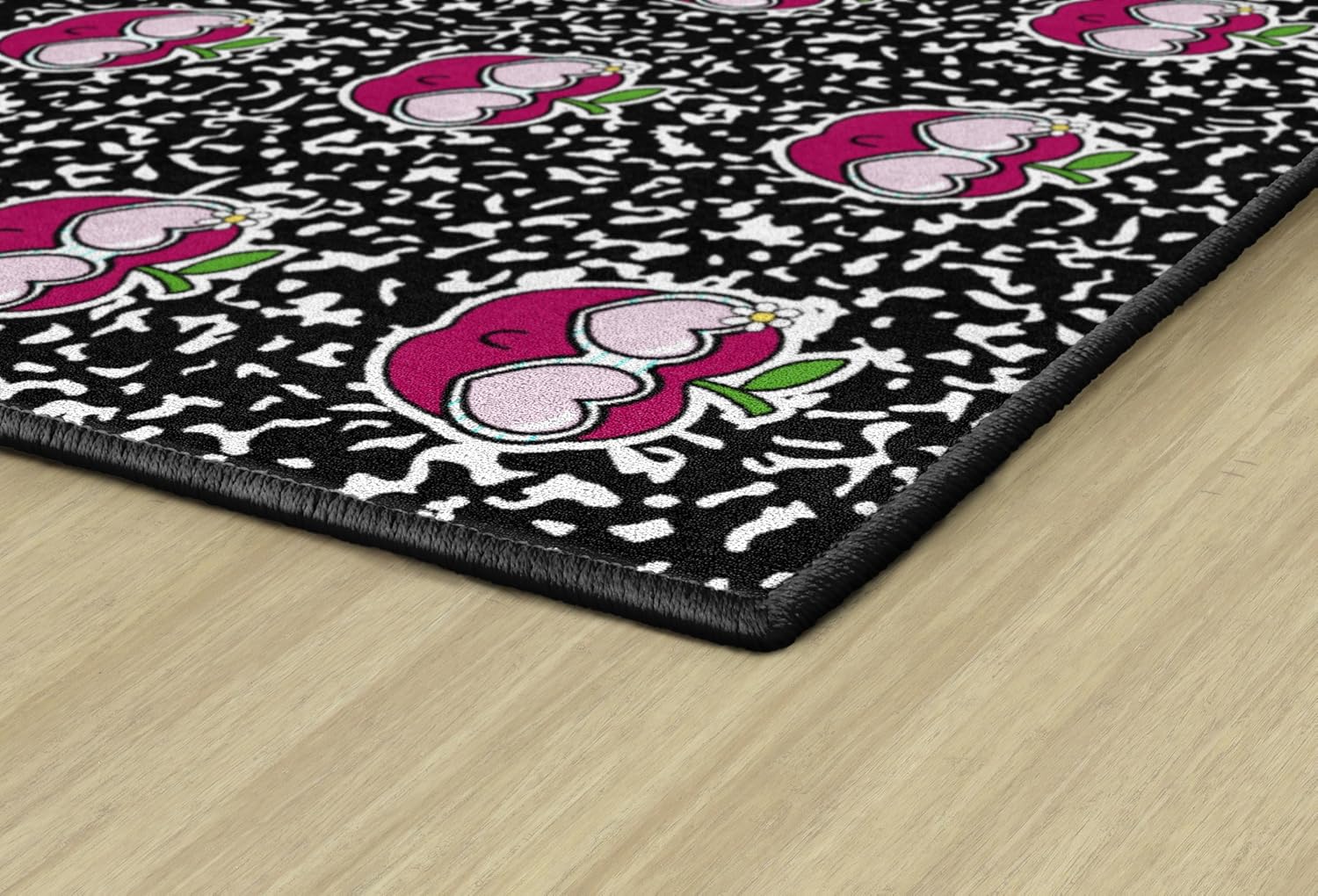 Flagship Carpets School Days Apple Sit Spots Educational Area Rug for Kids Room, Children's Classroom Rug for Teaching and Playroom, 5' X 7'6"