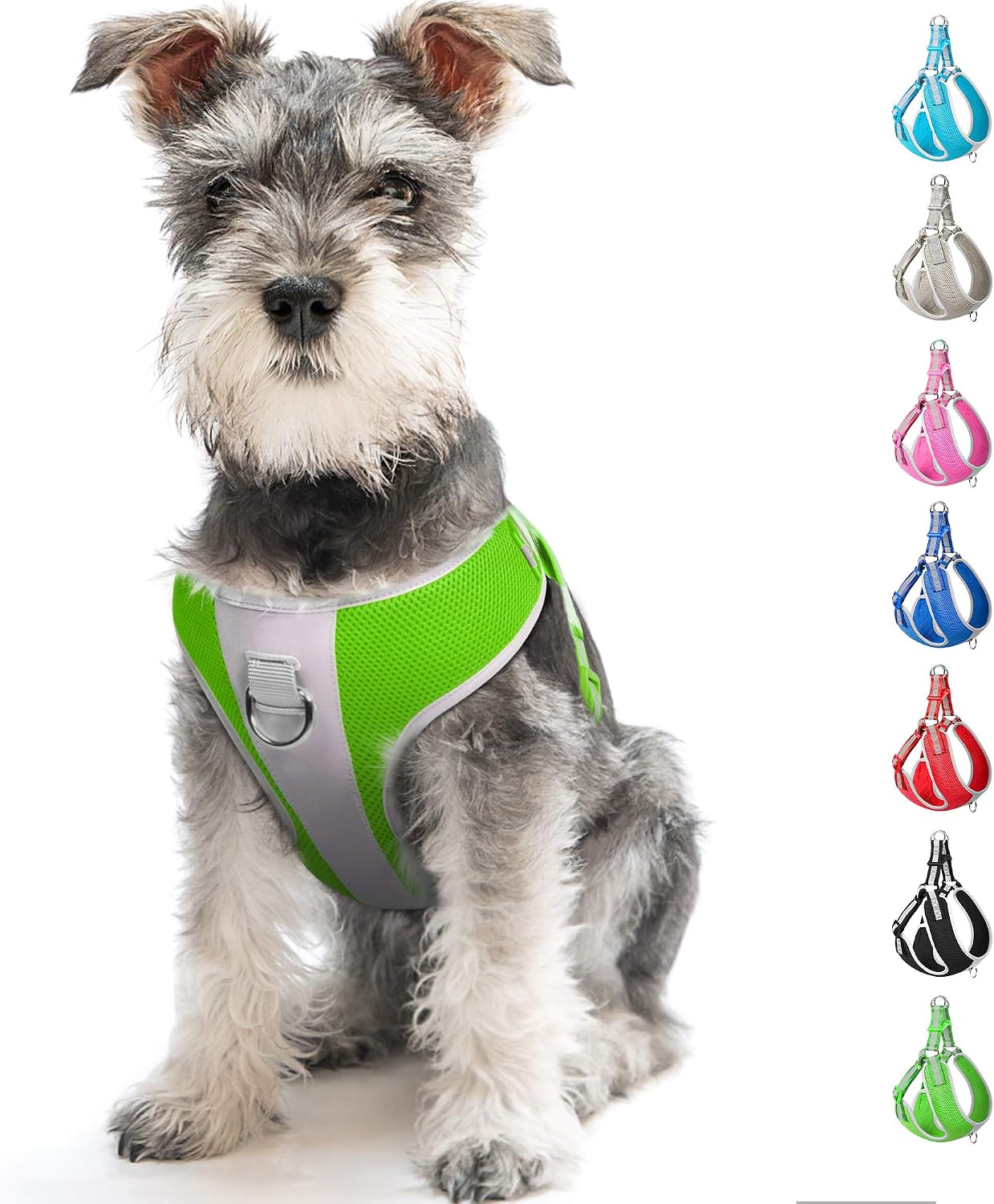 Fida Step-in Dog Harness, Superior Reflective Puppy Vest Harness- All Weather Air Mesh, Adjustable Harness for Medium Dogs (M, Green)