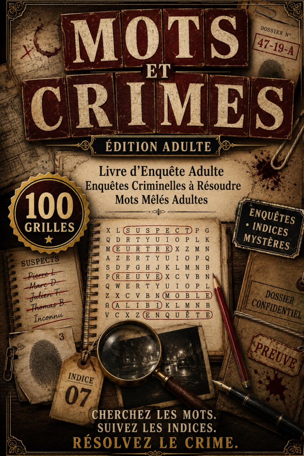 Mots et Crimes: Livre d Enquete Adulte avec Enquête Criminelle a Resoudre et Mots Meles Adultes